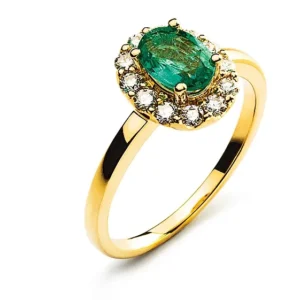 Ring Gelbgold 750 mit Smaragd 0.94 ct. und Brillanten H SI 0.40 ct.