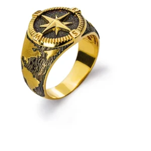 Ring Kompass Gelbgold 750 schwarzrhodiniert