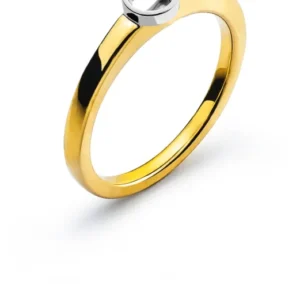 Solitär Ring Zargen Fassung Rohling Bicolor 750 für 0.20ct.