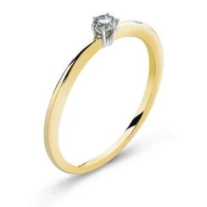 Solitär Ring Bicolor 750 mit 6-Griff-Fassung H SI 0.15ct.