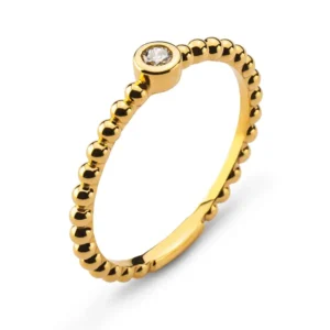 Solitär Kugeli Ring Gelbgold 750 Zargenfassung H-SI 0.07 ct.