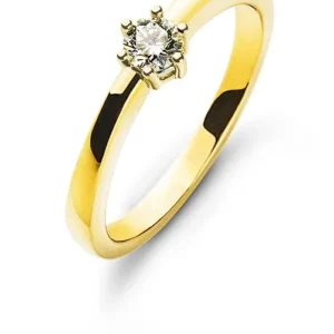 Solitär Ring 6 Krappen Gelbgold 750 H SI 0.15 ct.