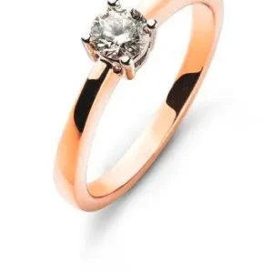 Solitär Ring 4-Griff Fassung Rotgold 750 H/SI 0.20ct.