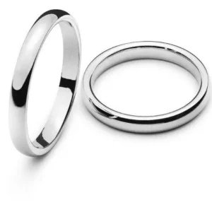 Trauring Weissgold 750 3mm bombierte Innenschiene