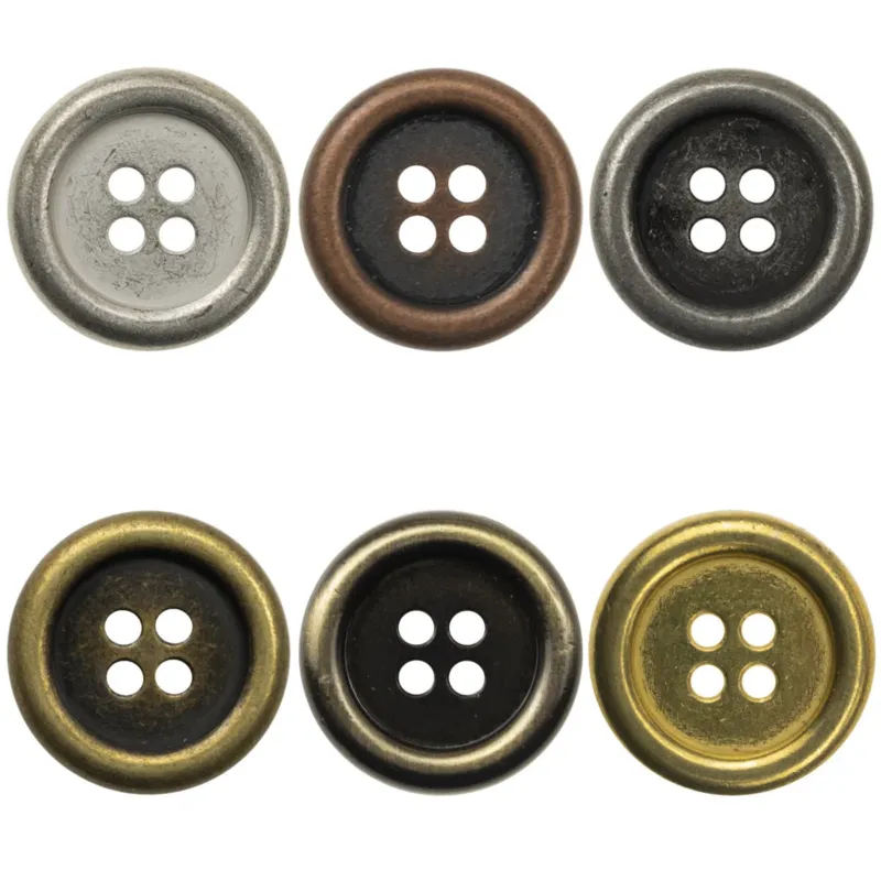 Japanese Round Retro Metal Buttons,4 Hole,10pcs