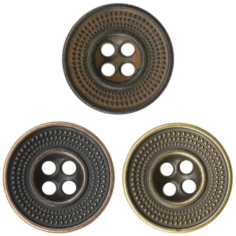 Granular Cap-Shaped Antique Tin Colored Metal Button for Retro Fashion 10pcs