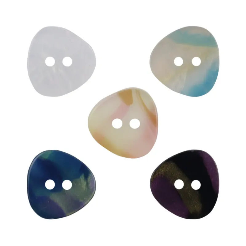 Iridescent Multicolored Irregular Triangle 2-Hole Resin Buttons,30pcs