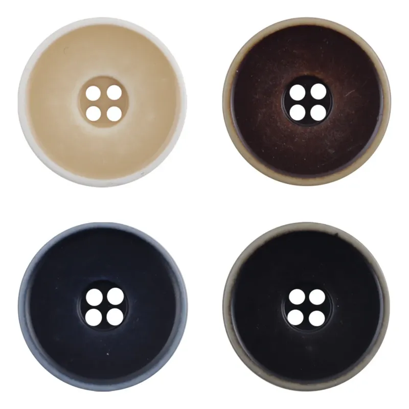 Round 4 Hole Distressed Washed Gradient Resin Buttons,20pcs