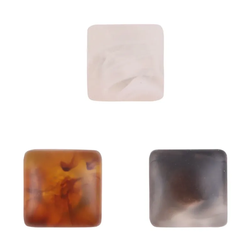 Square Amber Resin Buttons with Metal Shanks for DIY Knitted Hats Dolls 30pcs