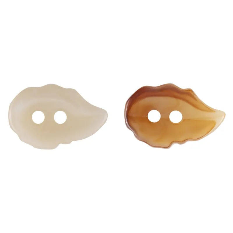 Retro Khaki Leaf-Shaped Decorative Resin Buttons,20pcs