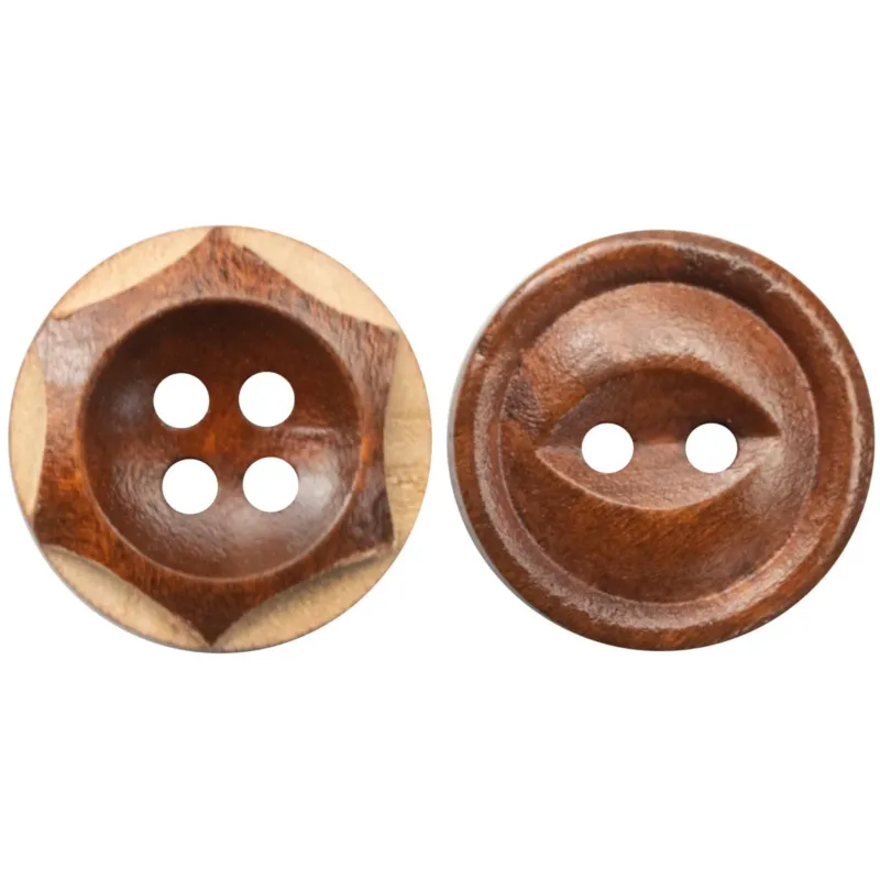 Cat's Eye Red Brown Wooden Buttons for Cotton and Linen Clothing - 50pcs