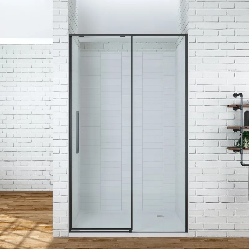 120 cm Duschabtrennung Schiebetür Dusche schwarz SlimLine Design Duschtür Nische aus Sicherheitsglas 8mm Klarglas mit Lotuseffekt Beschichtung