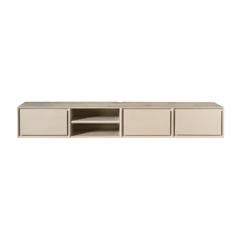 TV-Möbel – Schwebende Wandmontage, Sandfarbene Front, Grifflose Optik, 200 cm - Ambiance | Starfurn