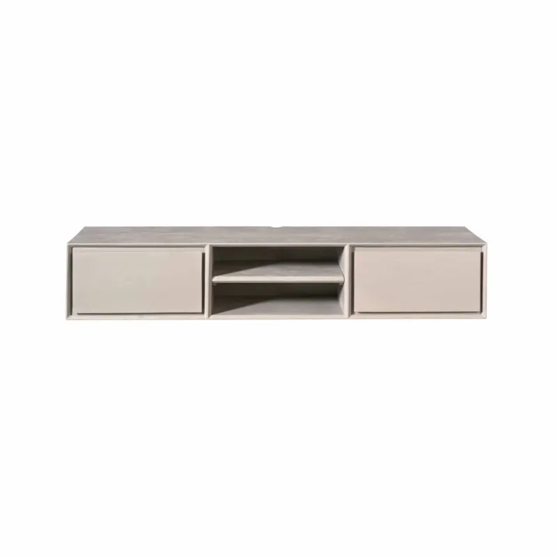 TV-Möbel - Mangoholz Taupe, Grifflose Schubladen, Schwebendes Design, 160 cm – Ambiance | Starfurn