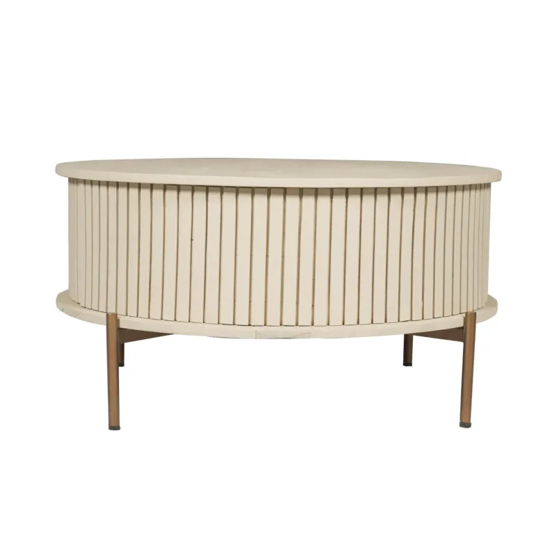 Couchtisch – Rundes Design, Mangoholz Tischplatte, Metallgestell – Madison | Starfurn