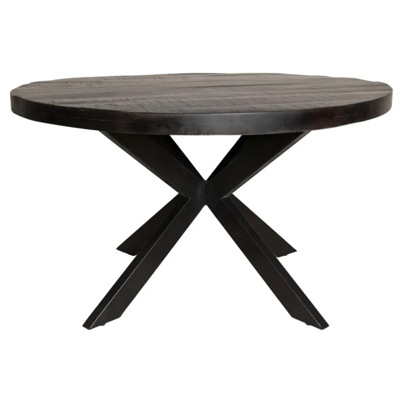Esszimmertisch – Mangoholz Material, Metallgestell, Rund Design, 110 cm - Denver | Starfurn
