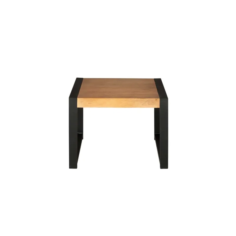 Beistelltisch - Mangoholz Natur, Schwarze Beine, Metallgestell, 60 cm – Boaz | Starfurn