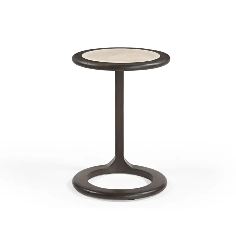 Beistelltisch – Modernes Design, Braunton, Mangoholz und Travertin – Vinn | Starfurn