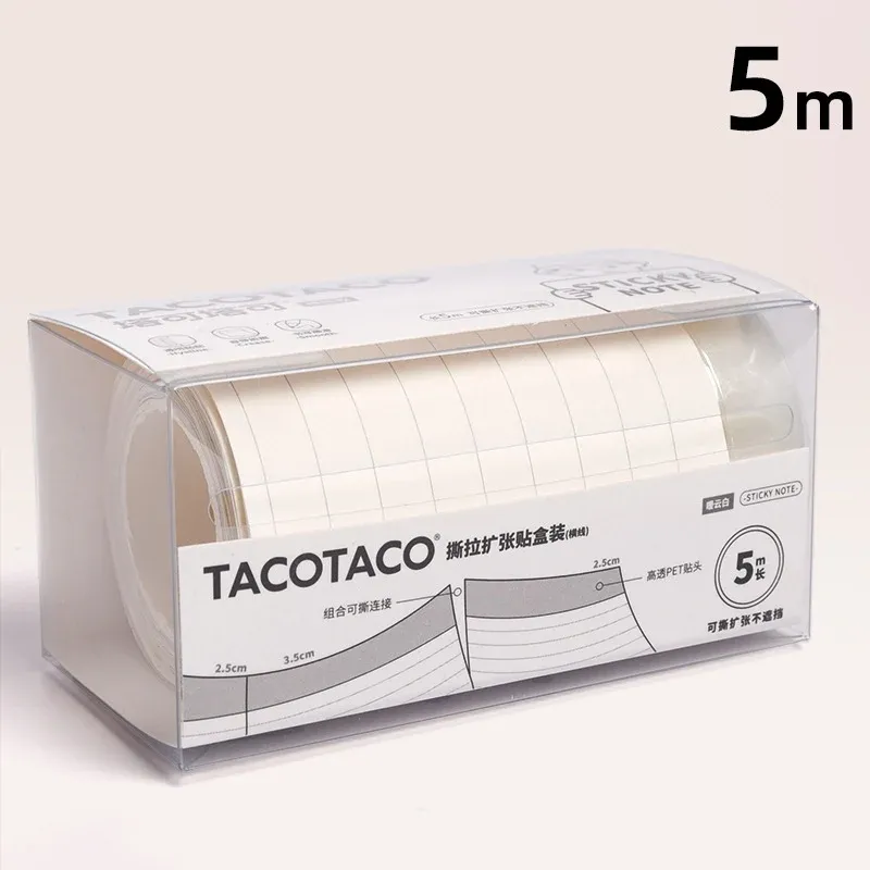 TACOTACO Expandable Transparent Sticky Notes 2-Pack – Foldable & See-Through | Ruled / Grid / Blank | 102 × 50 × 50mm | Repositionable Student Study Notes Line