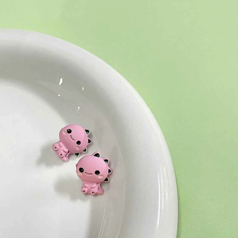 13x15mm Colorful Cartoon Dinosaur Metal Buttons with Shanks for Children's Clothing 12pcs Pink