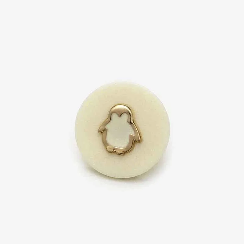 17.5mm/22.5mm/25mm Beige/Black Penguin Resin-Metal Shank Buttons 20pcs Beige