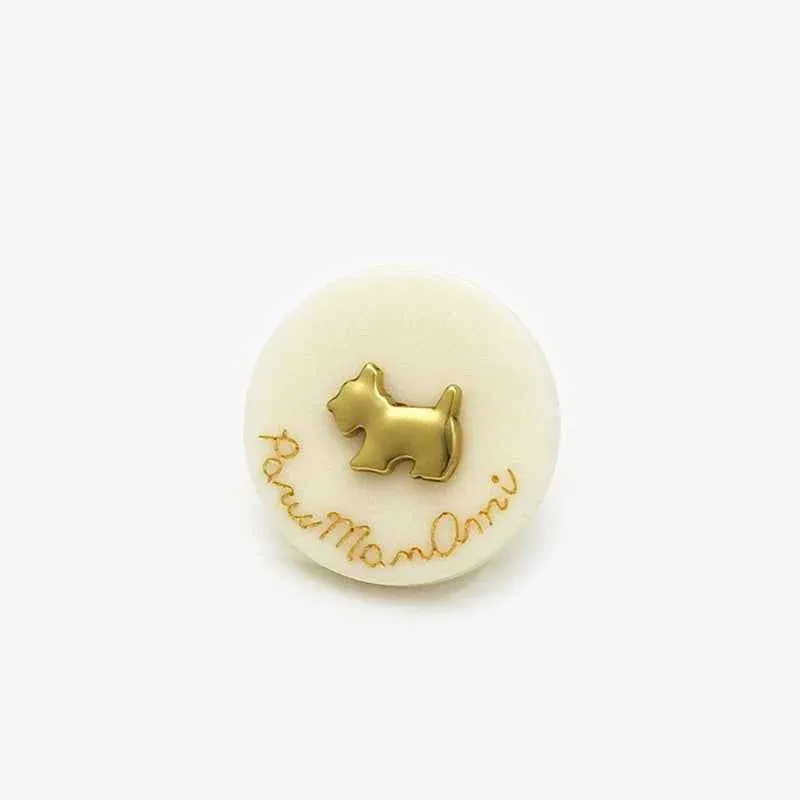 Beige/Black Puppy Resin-Metal Shank Buttons Dog-Themed 20pcs Beige