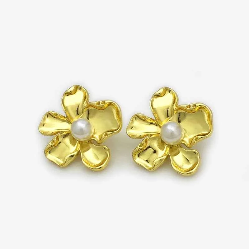 Irregular Flower Pearl Decorated Metal Buttons for Fur Coats 20PCS Gold A