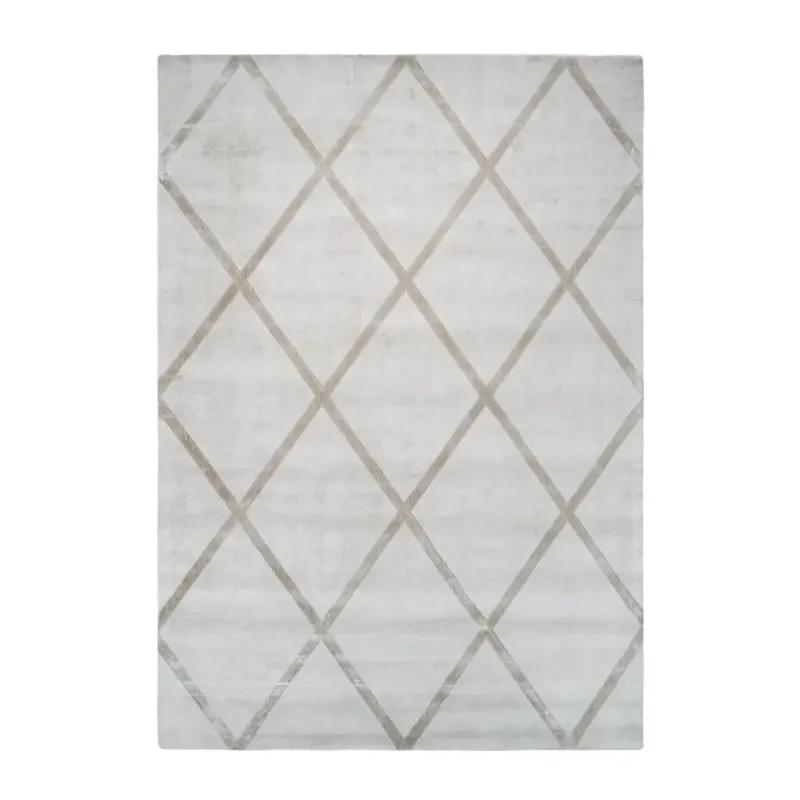 Teppich – Elfenbeinfarbene Töne, Melierte Optik, Rauten Muster, 230 cm - Luxury 210 | Kayoom
