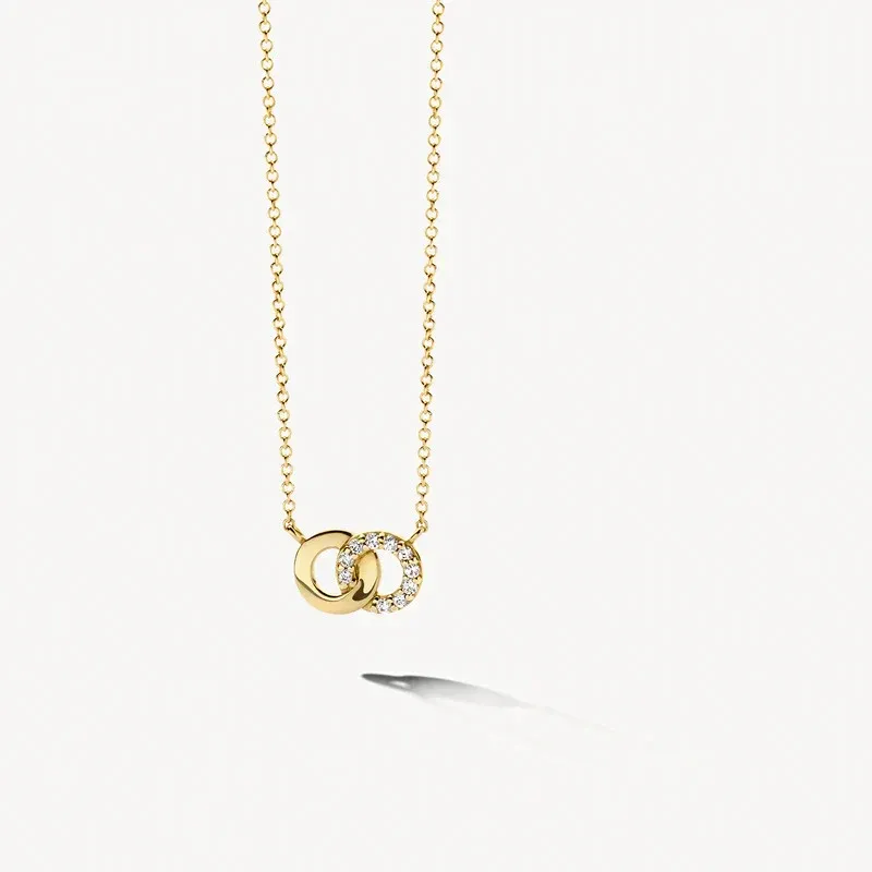 Blush Halskette aus 14 Karat Gold mit verschlungenen Ringen und Pavé-Zirkonia - 3126YZI