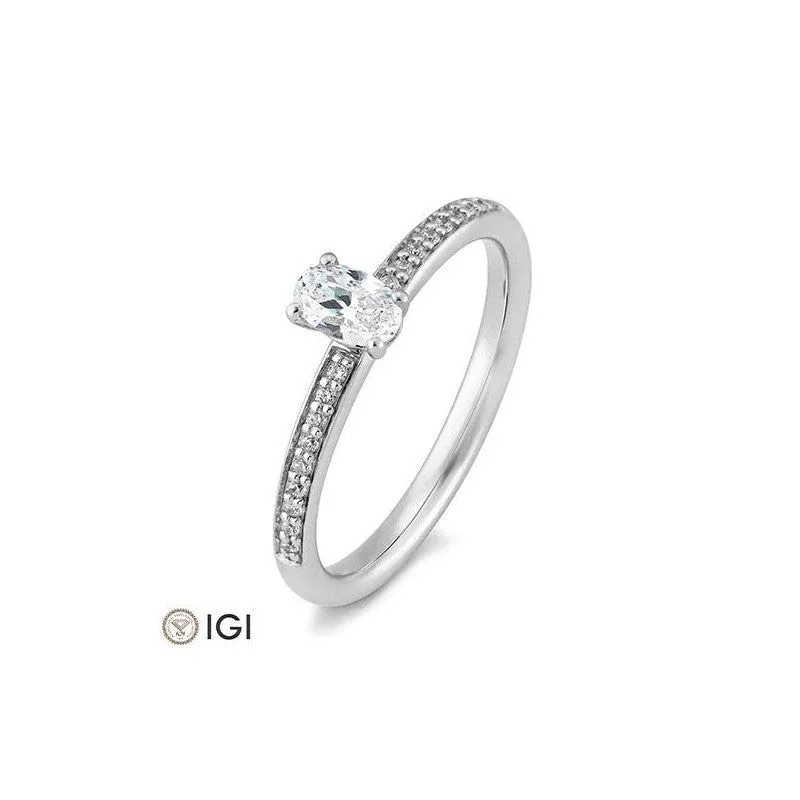 Breuning Oval Verlobungsring mit Labordiamanten - 41062340