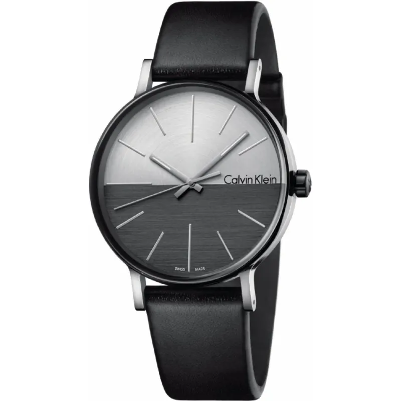 Calvin Klein Boost Schwarz Grau Leder Herrenuhr - K7Y21CCX