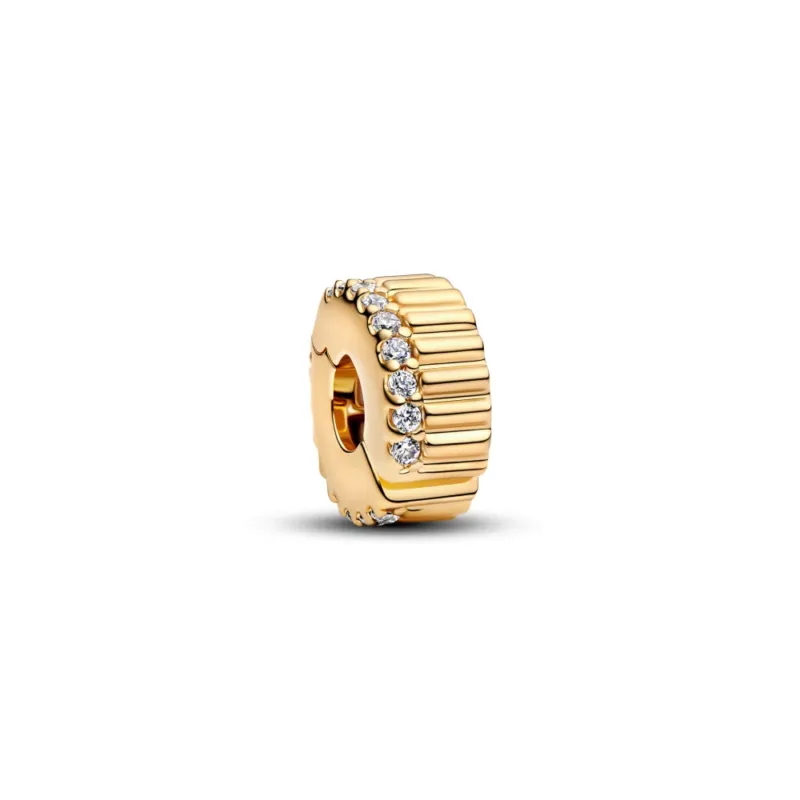 Charm Clip Pandora, Funkelnde Rillen aus 585er Gelbgold Vergoldet - 764078C01