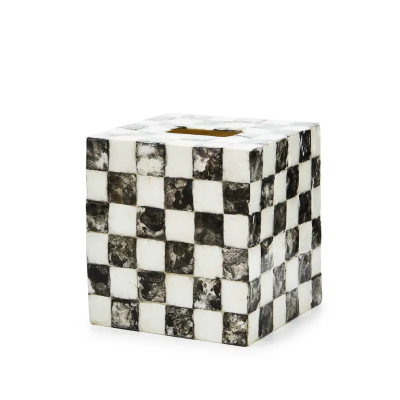 Courtly Check Capiz Boutique Tissue Box Cover by MacKenzie - Childs - |VESIMI Design| Luxury Bathrooms and Home Decor