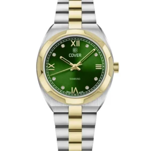 COVER Urban Muse Faceted Diamond Damen Uhr Grün Bicolor Gold