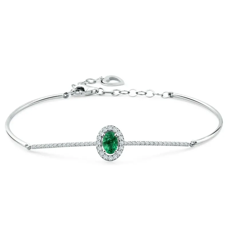 Elegantes Goldarmband mit Diamant und Smaragd (14K / 18K) - BL0000609