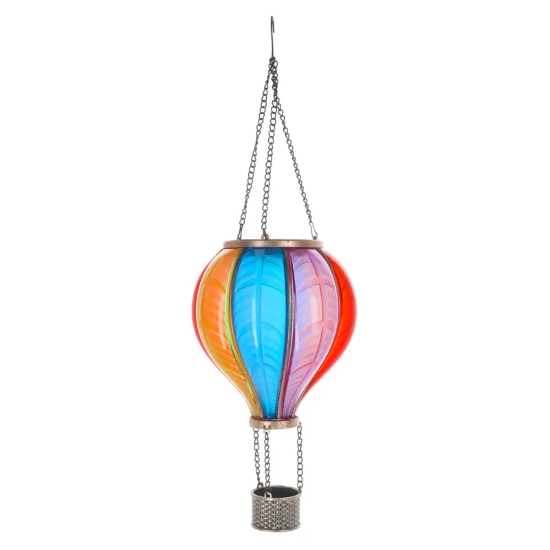 Solar Heißluftballob 62 cm bunt 24 LED Dekolampe Garten Outdoor Leuchte Ballon