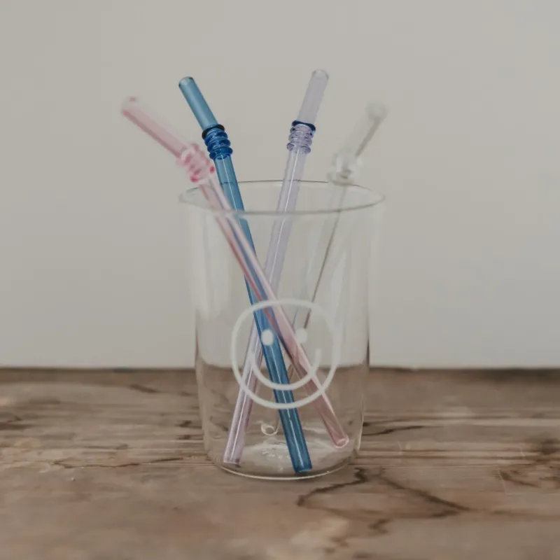 Strohhalme geknickt aus Glas 20cm Rosa im 4er Set | Eulenschnitt