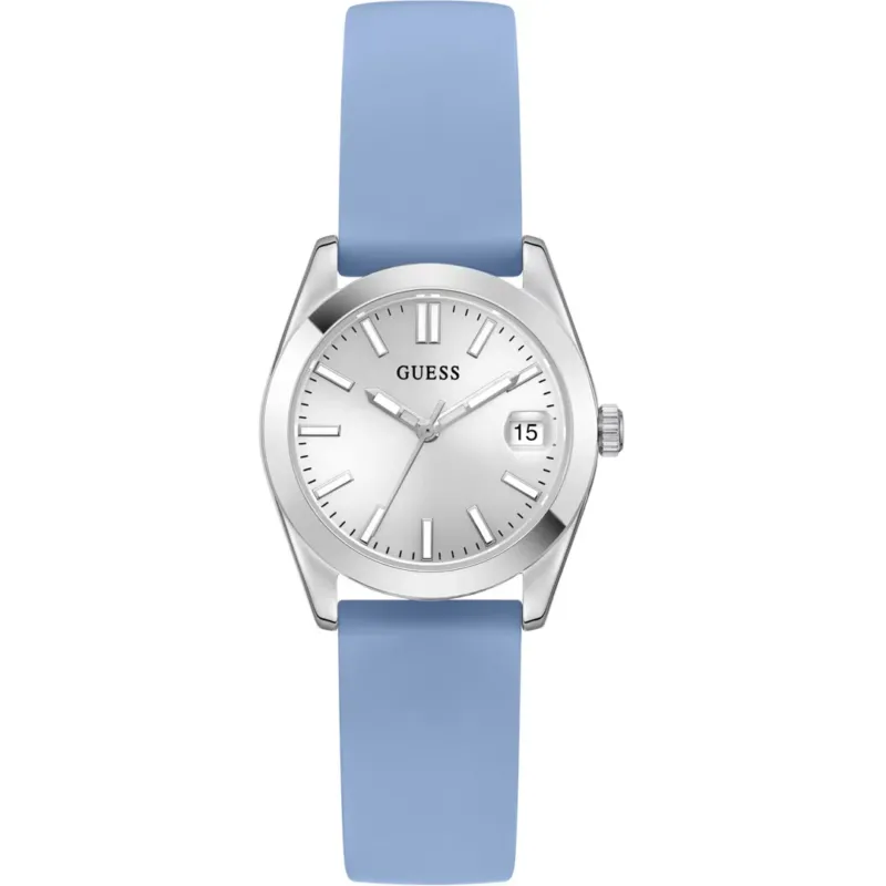 Guess Alice Date Damen Uhr Silber Blau Silikon – GW1033L1