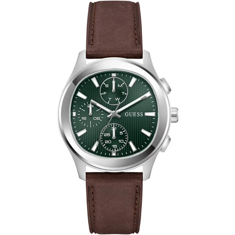 Guess Palmer Herren Uhr Grün Braun Leder – GW1049G1