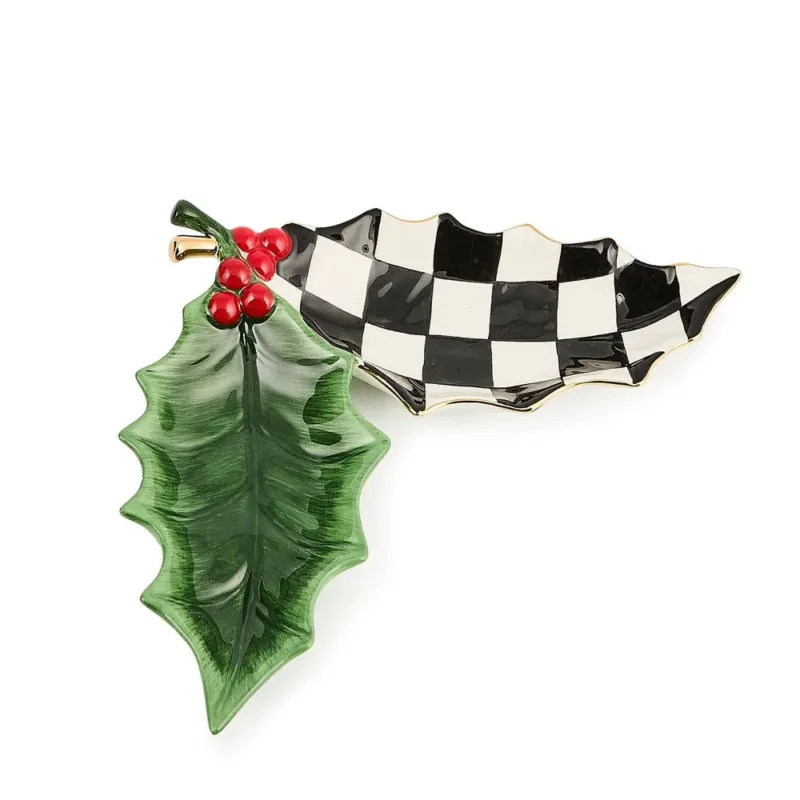 Holly Leaf Ceramic Trinket Tray MacKenzie-Childs