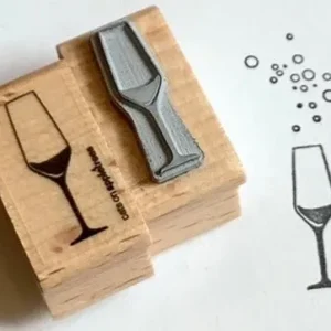 Holzstempel mit Motiv Sektglas (langer Kelch)