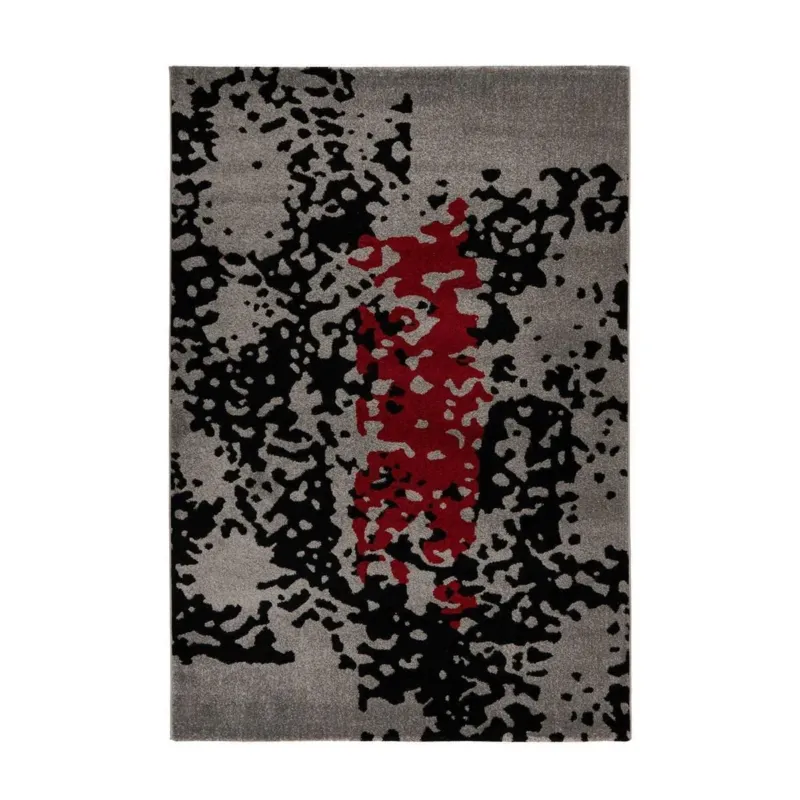 Teppich – Abstraktes Muster, Rot Akzent, Kurzflor Struktur, 80 x 150 cm - Naila 325 | Kayoom