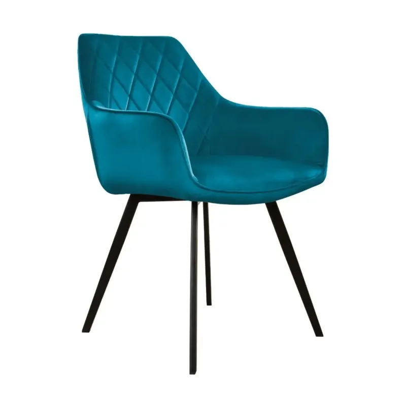 Esszimmerstuhl – Velvet Stoff, Schwarzes Metallgestell, Blaue Farbe - Karl | Kick Collection
