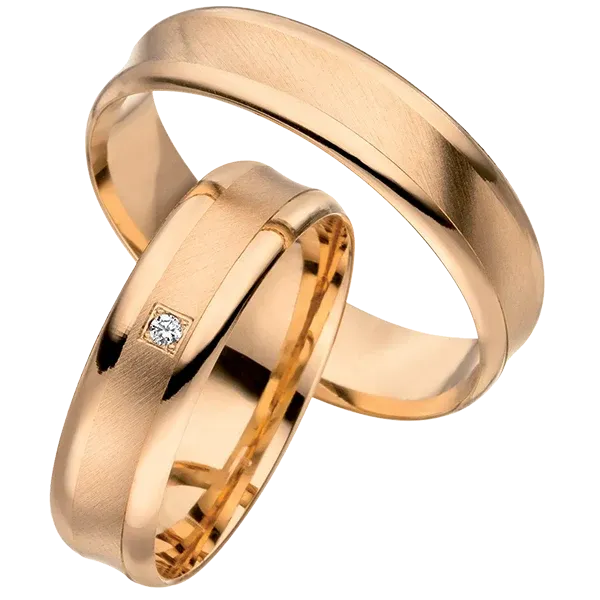 Linden Trauringe / Eheringe Dübendorf aus Roségold mit Diamant W/si - 1414/1415