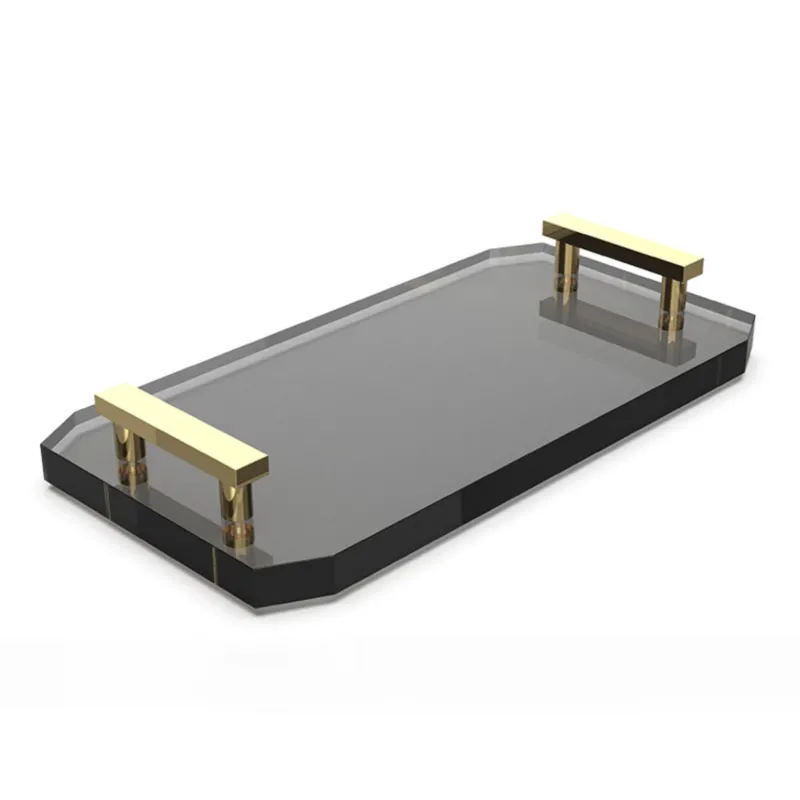 Luxury Crystal Glass Black Tablet Tray by Decor Walther - |VESIMI Design|
