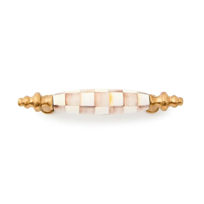MacKenzie-Childs Mocha Check Brass Drawer Pull