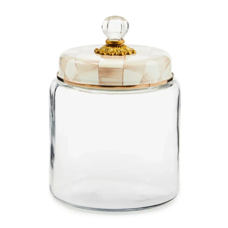 Mocha Check Large Kitchen Canister by MacKenzie - Childs - |VESIMI Design| Luxury Bathrooms and Home Decor