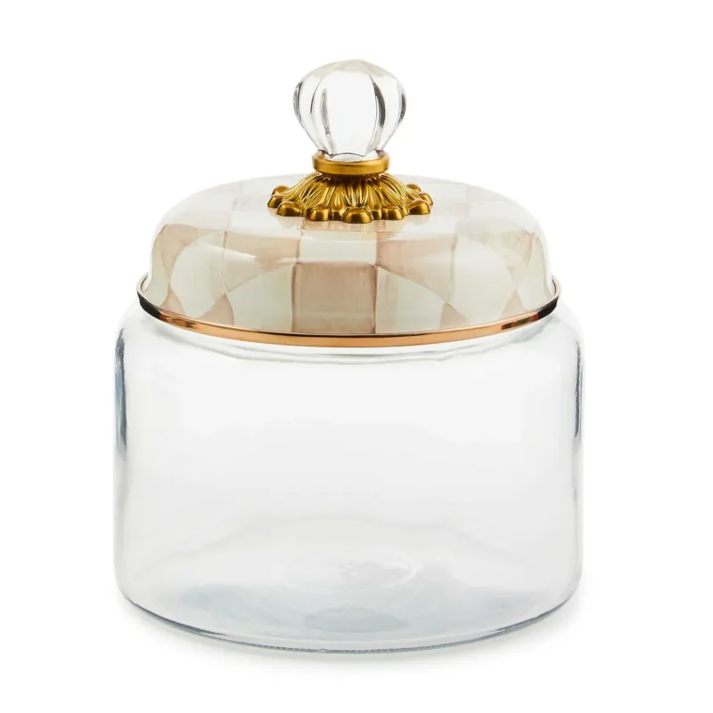 Mocha Check Small Kitchen Canister by MacKenzie - Childs - |VESIMI Design| Luxury Bathrooms and Home Decor