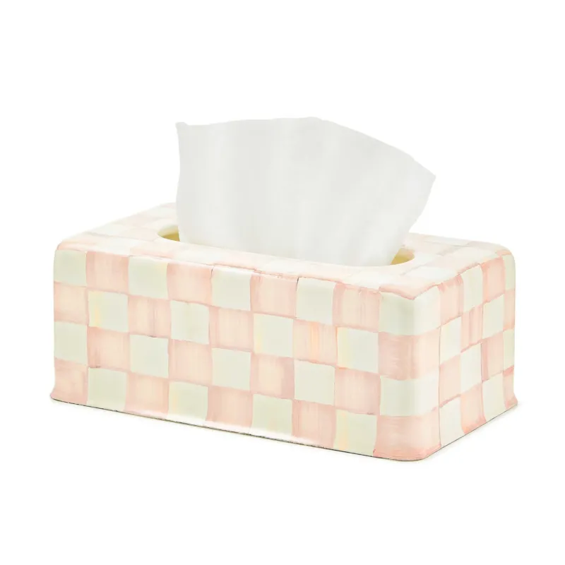 Rosy Check Enamel Standard Tissue Box Cover - |VESIMI Design| Luxury Bathrooms and Home Decor