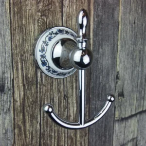 Rustic Style Bathroom Accessories Double Towel Hook Lavande Chrome - |VESIMI Design| Luxury and Rustic bathrooms online
